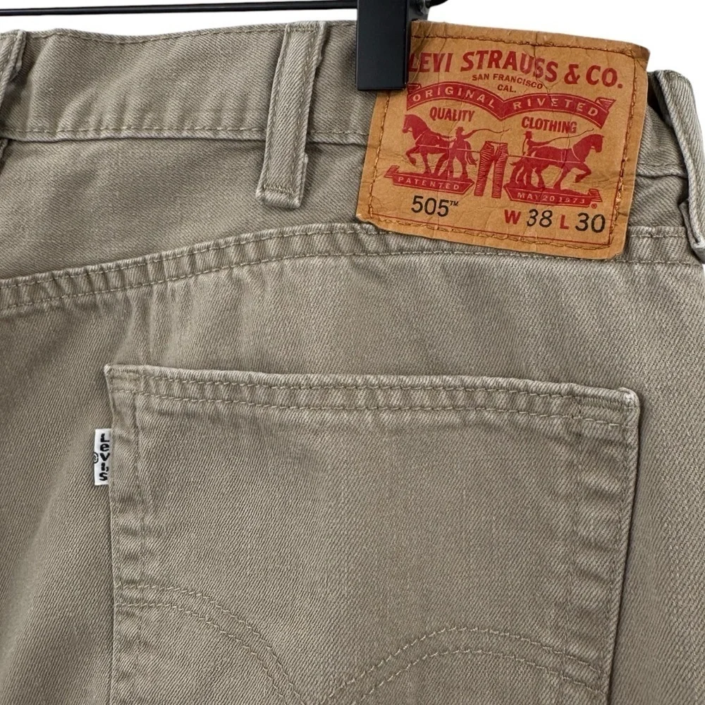 Levi's 505 Jeans Straight Leg 100% Cotton TAN Beige Denim | 38 x 30 36" Waist - Picture 9 of 11